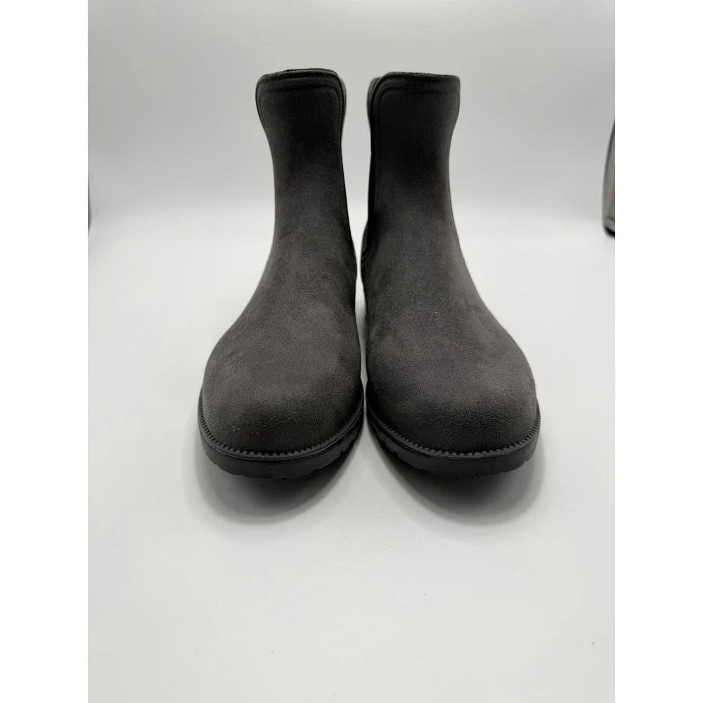 Wet Knot WK Waterproof Gray Suede Flocked Chelsea Ankle Rain Boots Womens 7